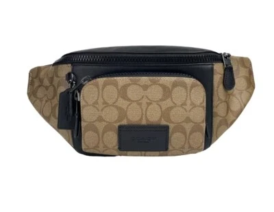 NWT Coach C3765 Track Signature Belt Bag Fanny Pack Khaki Black Men & Women $350 - Image 1 of 4