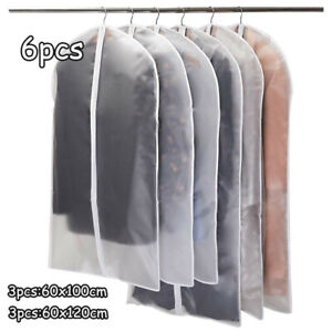 6pcs Dust Cover Garment Bags Waterproof Suit Coat Clothes Wardrobe Storage Bag