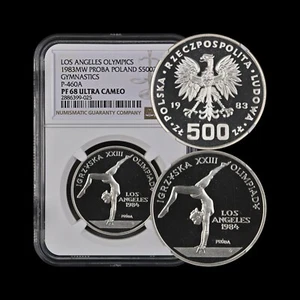 POLAND. 1983, 500 Zlotych, Silver - NGC PF68 - Olympic Gymnastics, LA RARE PROBA - Picture 1 of 5