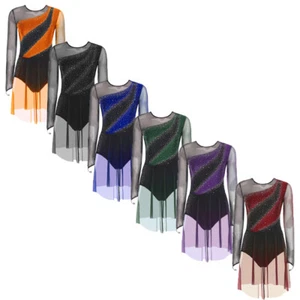 Damen Trikot Ballett Tanzkleidung Kostüm Kleid Farbverlauf Tanz Ballerina Farbe - Bild 1 von 76