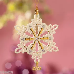 Lenox 2004 Annual China Snowflake Ornament 24k Set with Crystal Jewels NIB w/COA - Picture 1 of 3