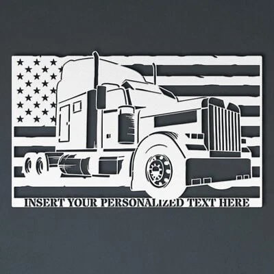 Personalized American Big Rig Name Metal Sign. Custom Patriotic 18 Wheeler Wall - Image 1 of 4