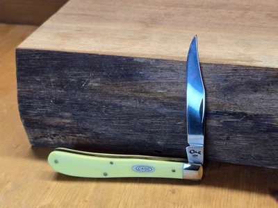 CUCHILLO TRAMPERO DELRIN SLIMLINE CASE XX 1996 EE. UU. amarillo 31048 vintage como nuevo Foto 1 de 4