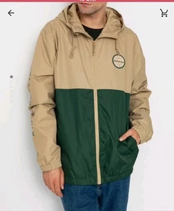 Brixton Men's Claxton Crest  Water Resistant Hooded Windbreaker Jacket sz L, Zip - Picture 1 of 13