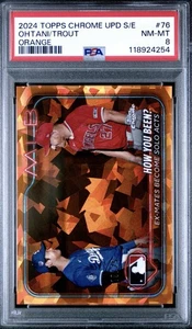 2024 Topps Chrome Update Sapphire 76 Shohei Ohtani/ Mike Trout Orange /25 PSA 8 - Picture 1 of 2