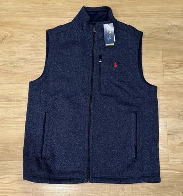 Polo Ralph Lauren Hombre Rendimiento Polar Chaleco Tejido Poni Cremallera Completa Azul Nuevo con Etiquetas M  Foto 1 de 4