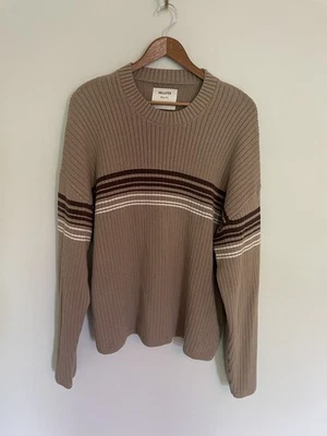 Hollister Men’s Boxy Fit Crew Knit Sweater. Size Large. Oversized. Tan/Brown.  - Image 1 of 4