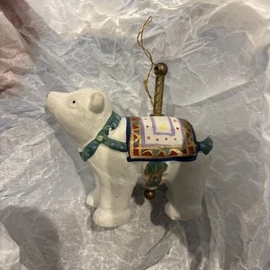 Vintage Carousel Polar bear Ornament ceramic Figure Christmas - Picture 1 of 3