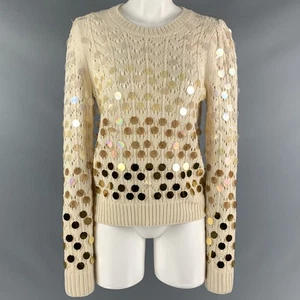 MARC JACOBS Talla M Crema Dorado Lana Cachemira Payettes Jersey - Imagen 1 de 6