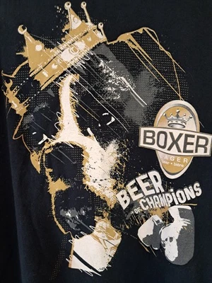 FRUIT OF THE LOOM BOXER DOG Beer Of CHAMPIONS Lager XL Mens Tshirt - Image 1 of 4