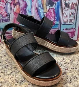 MICHAEL KORS Women Sz 8 M Richie Platform Espadrille Sandal 45R5JDFA1L Black NEW - Picture 1 of 6
