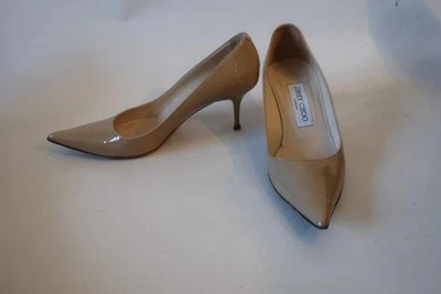 Zapatos de tacón de charol puntiagudo desnudo Jimmy Choo London 36 EE. UU./6 para mujer Foto 1 de 4
