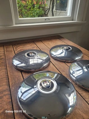 Vintage  VW  Bug   Hubcaps  Wolfsburg Emblem X4 Never Mounted  - Image 1 of 4