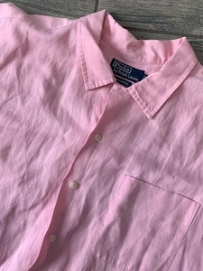 Vintage Polo Ralph Lauren Shirt Men XXL Caldwell Silk Linen Camp Pink 2XL - Picture 1 of 15