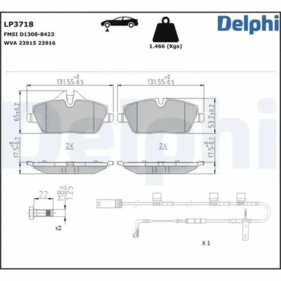Pastillas de freno semimetálico LP3718 DELPHI para MINI MINI CLUBMAN - Imagen 1 de 4