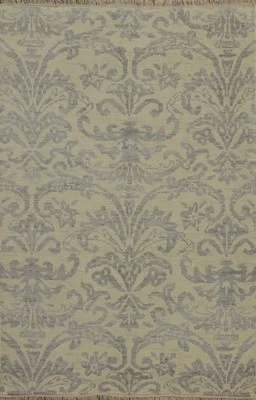 Damask Design Handmade Art Deco Living Room Rug 5x7 ft Oriental Carpet - Image 1 of 4