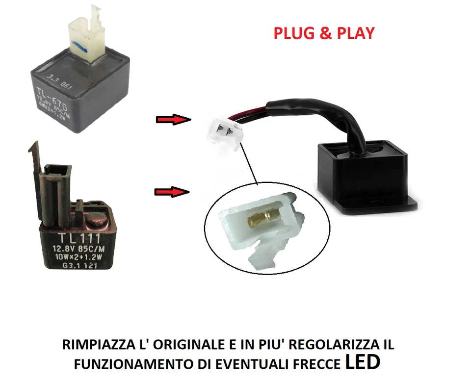Rele Intermittenza frecce anche LED Tipo Husqvarna spinotto baionetta 2 fili + - Immagine 1 di 1