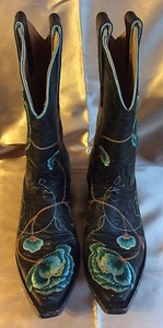 5M~USED ONCE~OLD GRINGO 5M BLACK FLORAL BOOTS~ship free - Picture 1 of 7