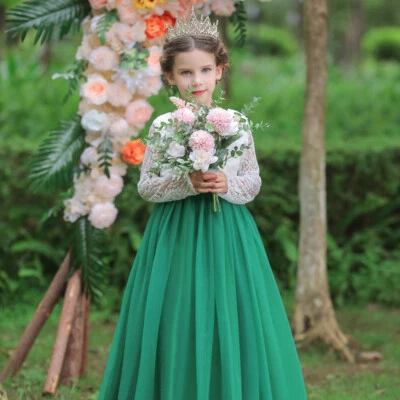 Flower Girls Kids Lace Maxi Dress Bridesmaid Wedding Party Princesss Prom Gown - image 1 of 4