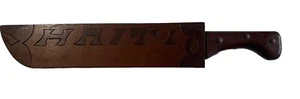 Custom Hand-Carved Wooden Haiti Knife with Wooden Sheath - Picture 1 of 12
