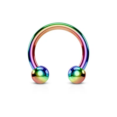 (2pc) 16g (1.2mm) Horseshoe Barbell Titanium Anodized 6mm diameter, 3mm balls - Image 1 of 4