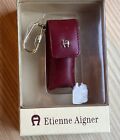 Porte-clés vintage en cuir Etienne Aigner étui rouge à lèvres neuf dans sa boîte rare Bourgogne