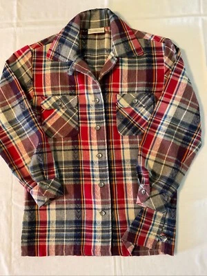 Chaqueta Camisa Jantzen De Colección Años 70 A Cuadros Abotonada Para Mujer Talla S M Hecha en EE. UU. Foto 1 de 4