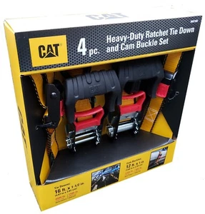 CAT 4 Stck. Schwerlast Ratsche Festzurren & Nockenschnalle Set zwei 16' x 1-1/2" Riemen - Bild 1 von 5