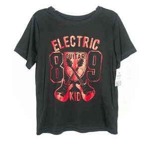 Carter's Boys Electric Guitar Kid Graphic T Shirt Dark Gray Red Size 12 - Picture 1 of 8