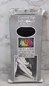 Fruit Of The Loom 9650 C Black Sheer Support Pantyhose Fit Feel Sandalfoot - Picture 1 of 7