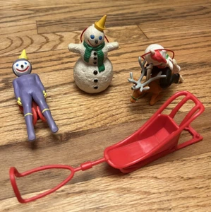 4 Jack in the Box Restaurant Kids Meal Toys Jack Snowman Reindeer Sleigh Sled - Picture 1 of 3