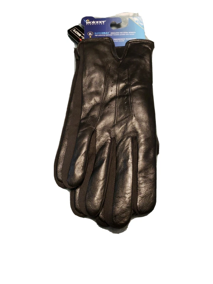 ISOTONER Signature Black 100 Genuine Leather SleekHeat Gloves Medium