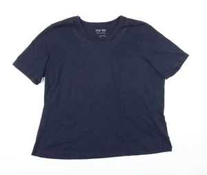 Canda Womens Blue 100% Cotton Basic T-Shirt Size L Scoop Neck - Picture 1 of 10