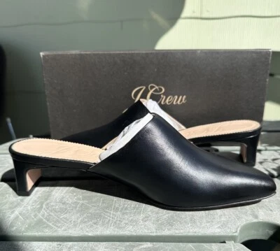 Nuevo Guante J Crew CUERO Mula Pump Negro Mujer 8.5 Sin Cordones Foto 1 de 4