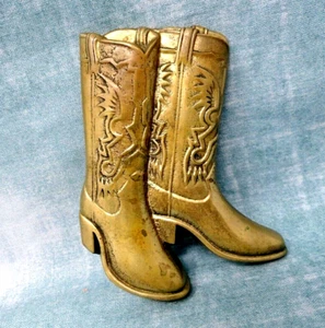 Cowboy Boots Belt Buckle Western Vintage 1979 Baron Buckle Solid Brass .XTT30 - Picture 1 of 6