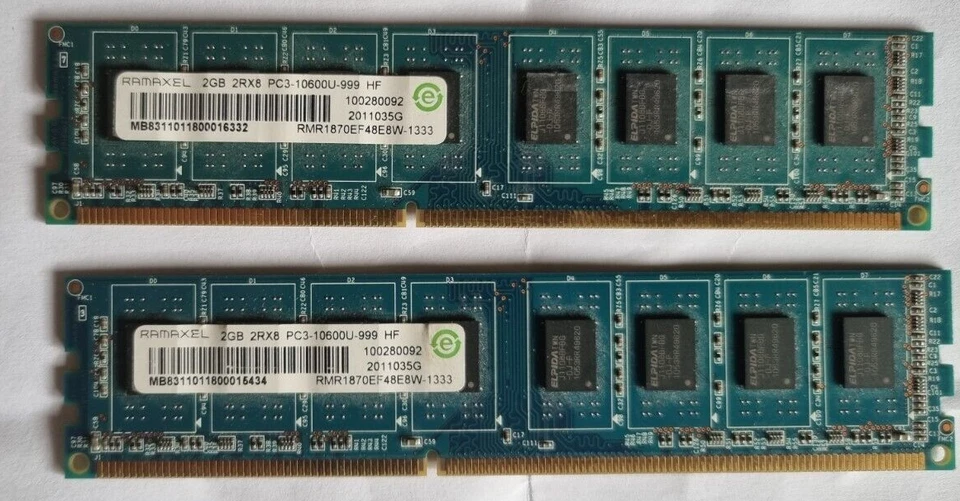 RAMAXEL PC3-8500 4GB 2x2GB 1066Mhz DDR3 Desktop Pc 240pin 1.5v RAM Memory - Image 1 of 1