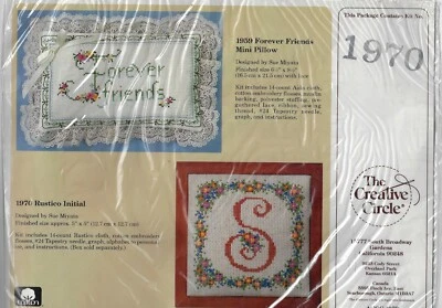 1986 The Creative Circle ~1970 Rustico Initial ~Cross Stitch Kit OOP - Image 1 of 2