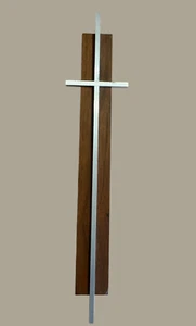 Modern Wall Cross Metal Wood Christian Small Size 8-3/8" h Vintage - Picture 1 of 7