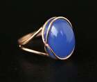 Blau Chalzedon Ring,Rotgold Ring, Boho Designer Ring, 925 Sterlingsilber