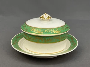 Early 19th Century Bloor Derby Apple Green Lidded Butter Dish with Underplate - Picture 1 of 19
