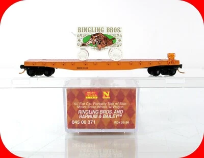 N Scale **RINGLING Bros** Circus Wagon on Flat Car #20156 -Micro Trains 04500371 - Image 1 of 4