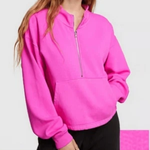 Rosa Victoria's Secret XXL mezza zip oversize rosa fluo manica lunga nuova con etichette - Foto 1 di 9
