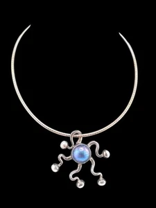 Collar Colgante Pulpo Perlas Galaxia Rayadas Onduladas Plata de Ley 925 - Imagen 1 de 13