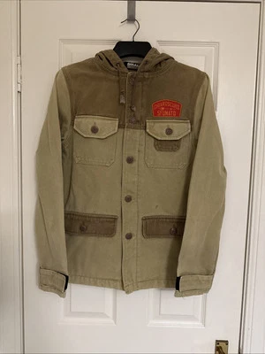 Chaqueta de trabajo The Hundreds para hombre pequeña beige cremallera completa tareas utilitario algodón Foto 1 de 4