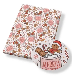 Becher Lebkuchenmann Zuckerstange Weihnachten 100% Baumwollstoff Polyester 50x145CM - Bild 1 von 1