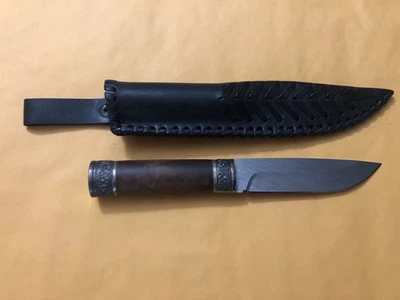 Cuchillo personalizado Kizlyar Damasco y funda de cuero única en su clase Foto 1 de 4