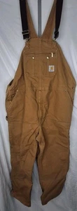 Carhartt R41 BROWN Duck Zip to thigh Bib Overalls QUILT LINED R41-brn 50x30 (VG) - Picture 1 of 10
