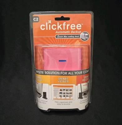 Pink Clickfree C2 320GB External Backup Hard Drive Automatic USB Plug & Play NEW - Image 1 of 4