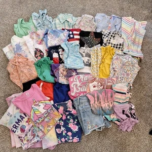 Lot of 38 pieces Girls 7/8 Mixed Clothes Tshirts, Dresses, Summer - Picture 1 of 17