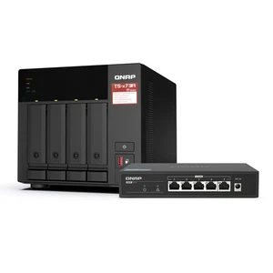 QNAP TS-473A-8G AMD Ryzen V1500B 8GB RAM 4 Bay NAS Servers Tower - Black - Picture 1 of 5